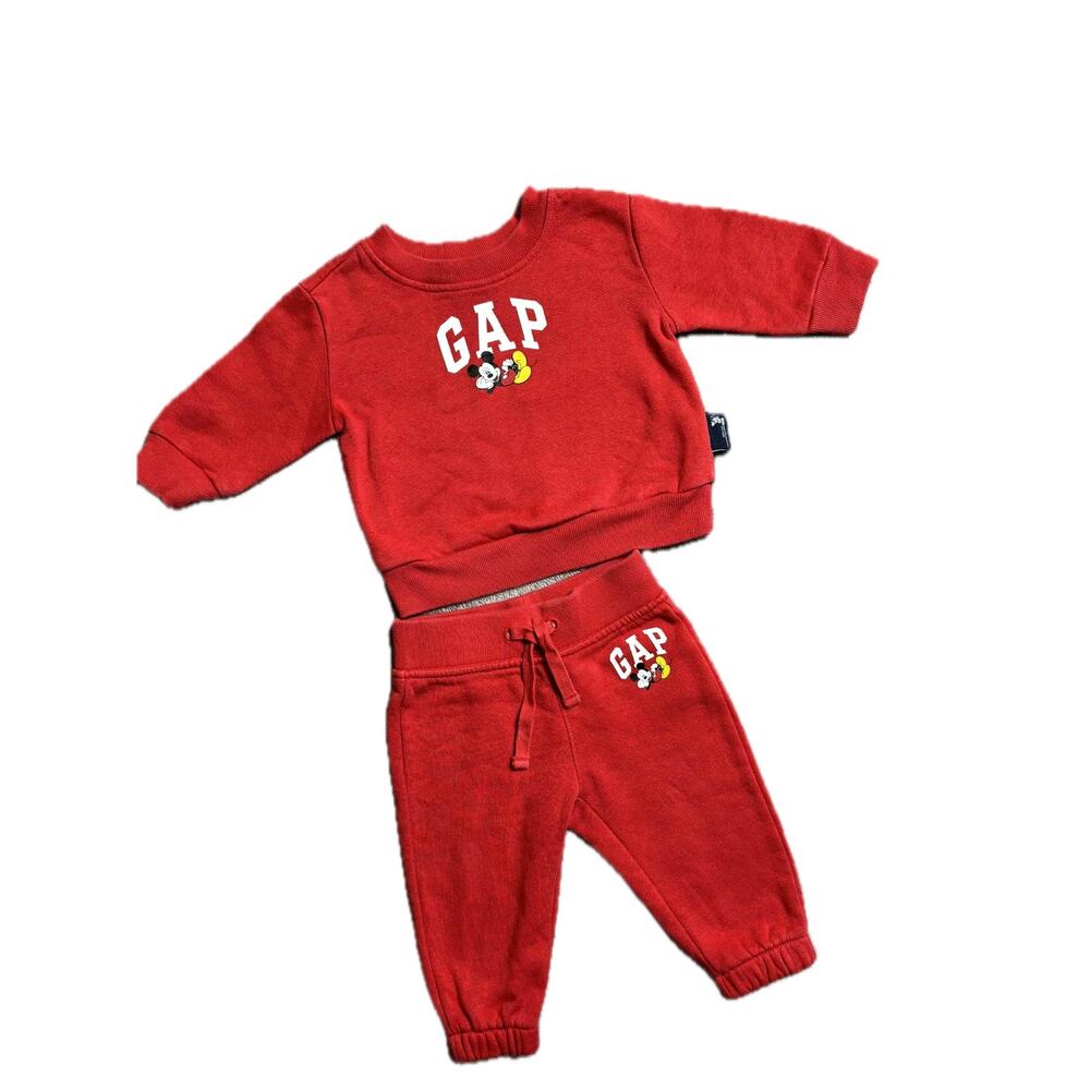 GAP Disney Mickey baby sweatshirt and pants 3-6 months set outfit red